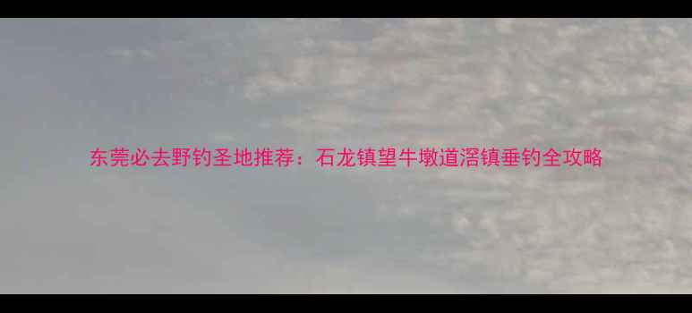 图片 东莞必去野钓圣地推荐：石龙镇望牛墩道滘镇垂钓全攻略