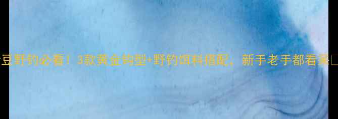 图片 伊豆野钓必看！3款黄金钩型+野钓饵料搭配，新手老手都看呆🎣1