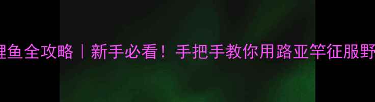 图片 路亚钓鲤鱼全攻略｜新手必看！手把手教你用路亚竿征服野生鲤鱼1