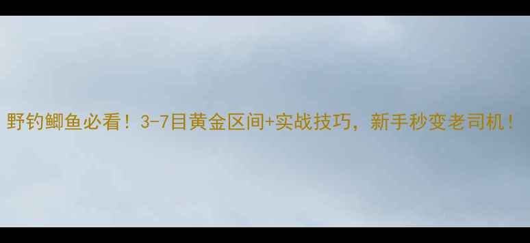 图片 野钓鲫鱼必看！3-7目黄金区间+实战技巧，新手秒变老司机！