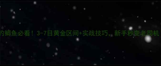 图片 野钓鲫鱼必看！3-7目黄金区间+实战技巧，新手秒变老司机！1