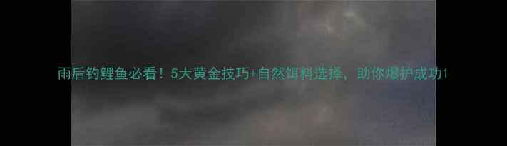 图片 雨后钓鲤鱼必看！5大黄金技巧+自然饵料选择，助你爆护成功1