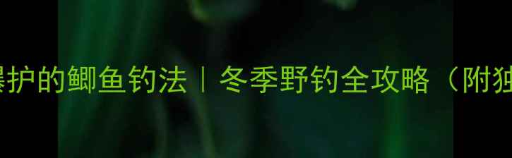 图片 零下10度也能爆护的鲫鱼钓法｜冬季野钓全攻略（附独家调漂秘籍）1