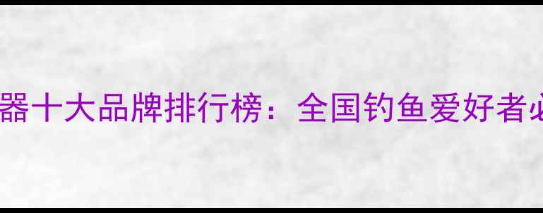 图片 鱼竿报警器十大品牌排行榜：全国钓鱼爱好者必备指南2
