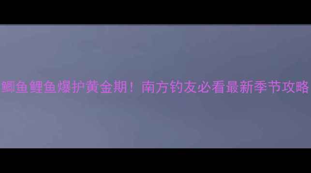 图片 鲫鱼鲤鱼爆护黄金期！南方钓友必看最新季节攻略