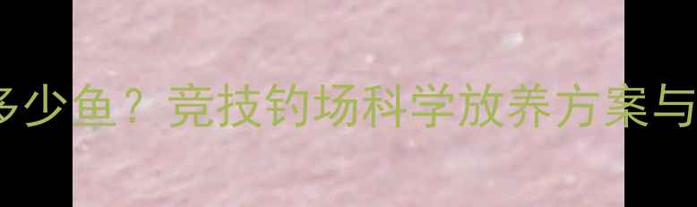 图片 黑坑经营放多少鱼？竞技钓场科学放养方案与水质管理全1