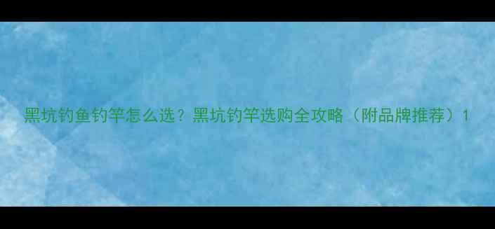 图片 黑坑钓鱼钓竿怎么选？黑坑钓竿选购全攻略（附品牌推荐）1