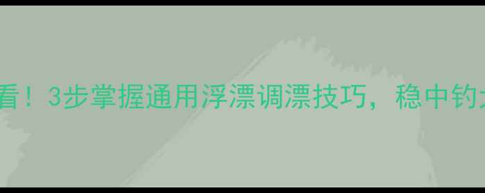 图片 黑坑钓鲤鱼必看！3步掌握通用浮漂调漂技巧，稳中钓大鱼实战指南1