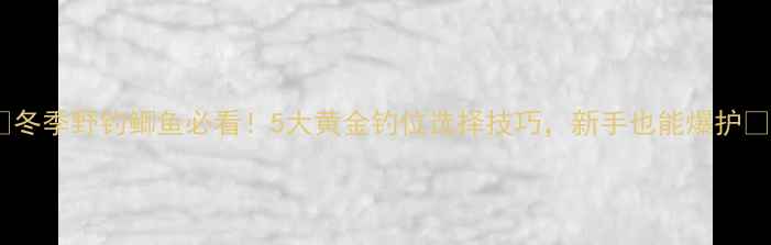 图片 🌟冬季野钓鲫鱼必看！5大黄金钓位选择技巧，新手也能爆护🌟1