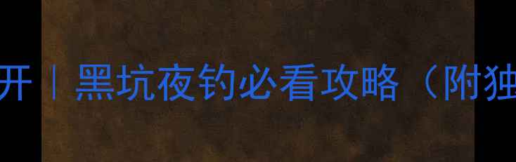 图片 🔥夜钓鱼饵配方大公开｜黑坑夜钓必看攻略（附独家配方+避坑指南）1