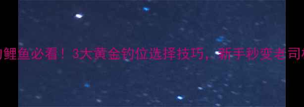 图片 🔥钓鲤鱼必看！3大黄金钓位选择技巧，新手秒变老司机✅