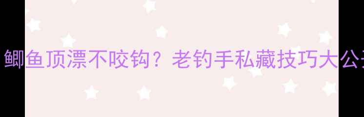 图片 3步解决！鲫鱼顶漂不咬钩？老钓手私藏技巧大公开！🎣🐟1