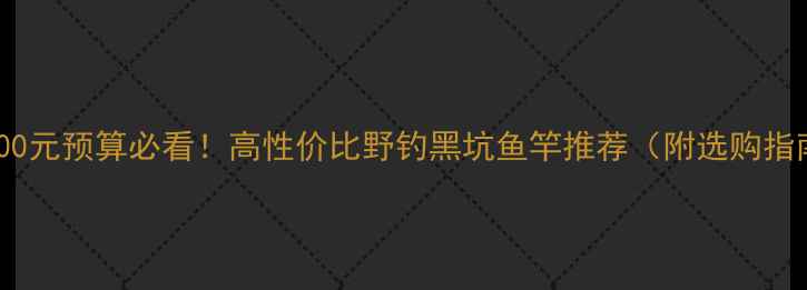 图片 ✨1500元预算必看！高性价比野钓黑坑鱼竿推荐（附选购指南）2