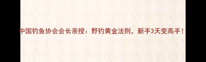 图片 中国钓鱼协会会长亲授：野钓黄金法则，新手3天变高手！
