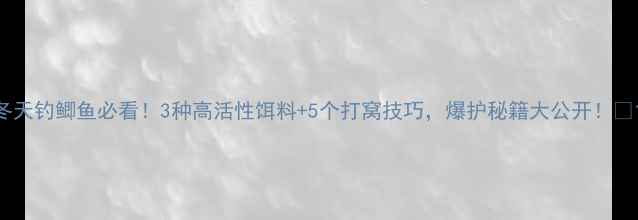 图片 冬天钓鲫鱼必看！3种高活性饵料+5个打窝技巧，爆护秘籍大公开！🔥1