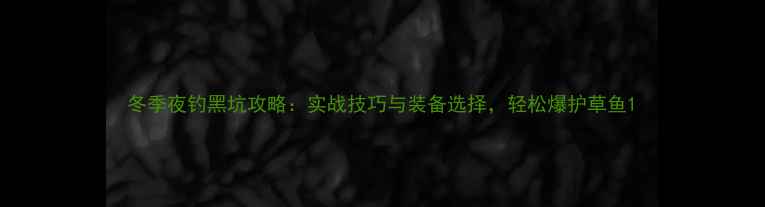 图片 冬季夜钓黑坑攻略：实战技巧与装备选择，轻松爆护草鱼1