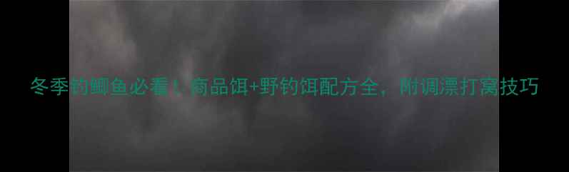 图片 冬季钓鲫鱼必看！商品饵+野钓饵配方全，附调漂打窝技巧