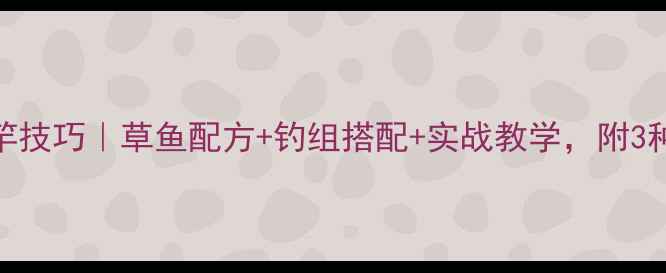 图片 冬季黑坑草鱼连竿技巧｜草鱼配方+钓组搭配+实战教学，附3种高回报饵料配方