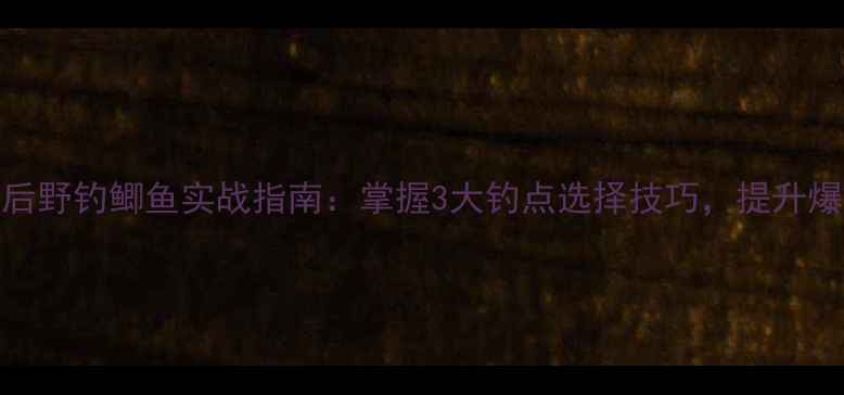 图片 冬至后野钓鲫鱼实战指南：掌握3大钓点选择技巧，提升爆护率
