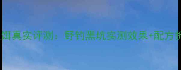 图片 垂钓人必看徐一刀鱼饵真实评测：野钓黑坑实测效果+配方拆解+使用技巧全公开