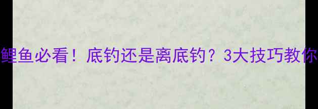 图片 夏季野钓鲤鱼必看！底钓还是离底钓？3大技巧教你稳拿大板