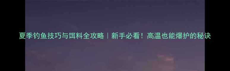 图片 夏季钓鱼技巧与饵料全攻略｜新手必看！高温也能爆护的秘诀