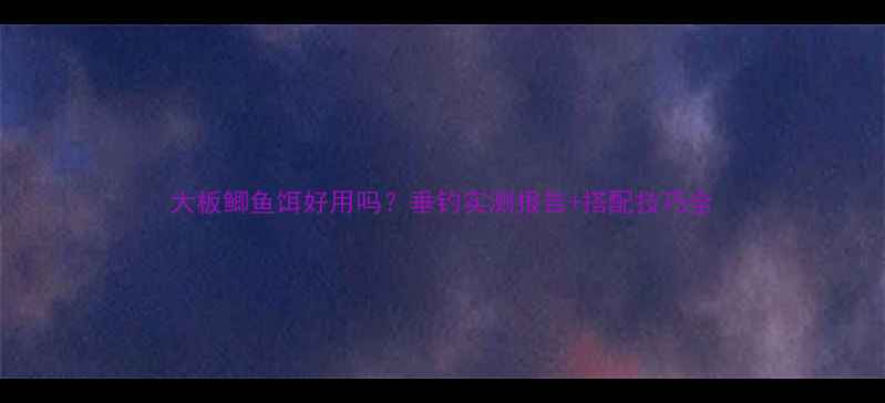 图片 大板鲫鱼饵好用吗？垂钓实测报告+搭配技巧全