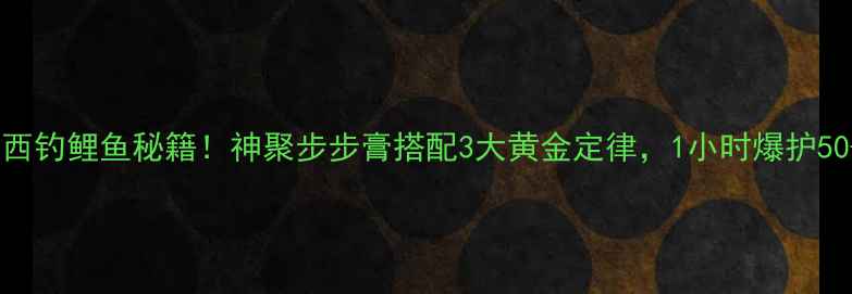 图片 山西钓鲤鱼秘籍！神聚步步膏搭配3大黄金定律，1小时爆护50+1