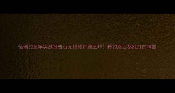 图片 恒瑞钓鱼竿实测报告百元档碳纤维王炸！野钓路亚都能打的神器