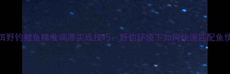 图片 搓饵野钓鲤鱼精准调漂实战技巧：野钓环境下如何快速匹配鱼情？