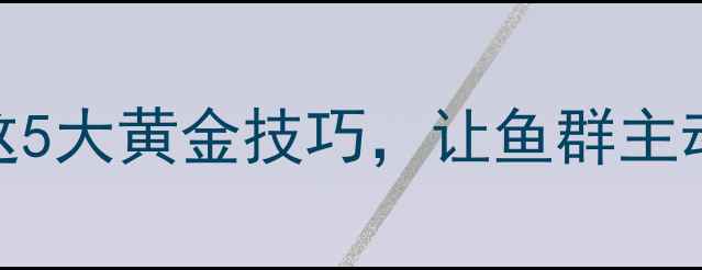 图片 新手必看！掌握这5大黄金技巧，让鱼群主动上钩的垂钓攻略