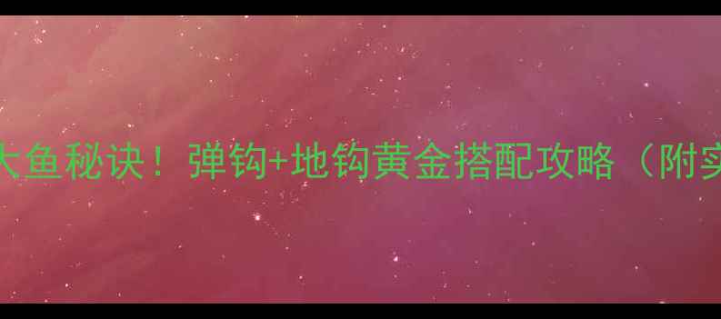 图片 晚上夜钓大鱼秘诀！弹钩+地钩黄金搭配攻略（附实战技巧）