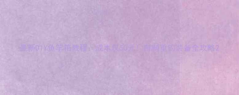 图片 最新DIY鱼竿箱教程：成本仅50元！自制垂钓装备全攻略2