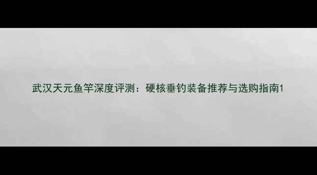 图片 武汉天元鱼竿深度评测：硬核垂钓装备推荐与选购指南1