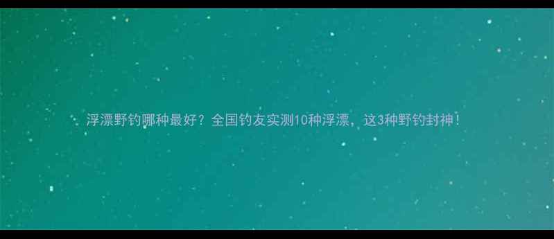 图片 浮漂野钓哪种最好？全国钓友实测10种浮漂，这3种野钓封神！