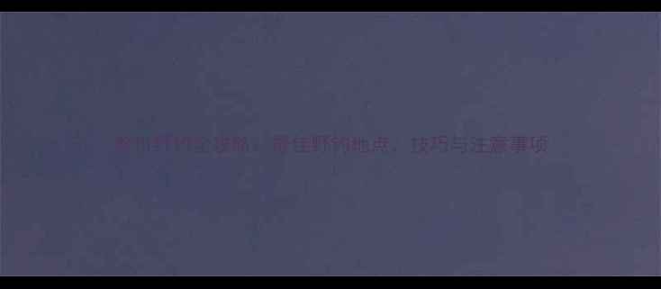 图片 滁州野钓全攻略：最佳野钓地点、技巧与注意事项