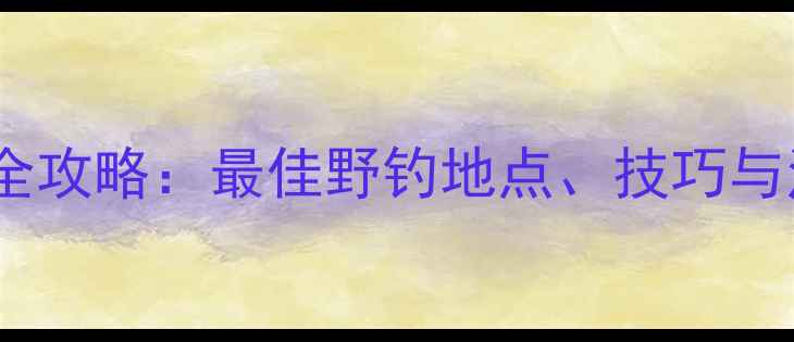 图片 滁州野钓全攻略：最佳野钓地点、技巧与注意事项1