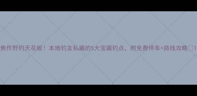 图片 焦作野钓天花板！本地钓友私藏的5大宝藏钓点，附免费停车+路线攻略✅1