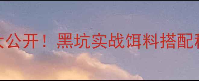 图片 神聚小药野钓配方大公开！黑坑实战饵料搭配秘籍（附详细步骤）
