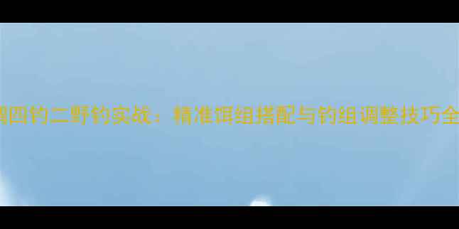 图片 调四钓二野钓实战：精准饵组搭配与钓组调整技巧全2