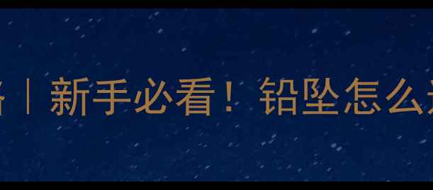 图片 路亚竿铅坠使用全攻略｜新手必看！铅坠怎么选+搭配技巧+避坑指南