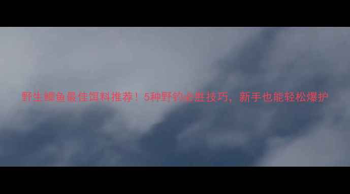 图片 野生鲫鱼最佳饵料推荐！5种野钓必胜技巧，新手也能轻松爆护