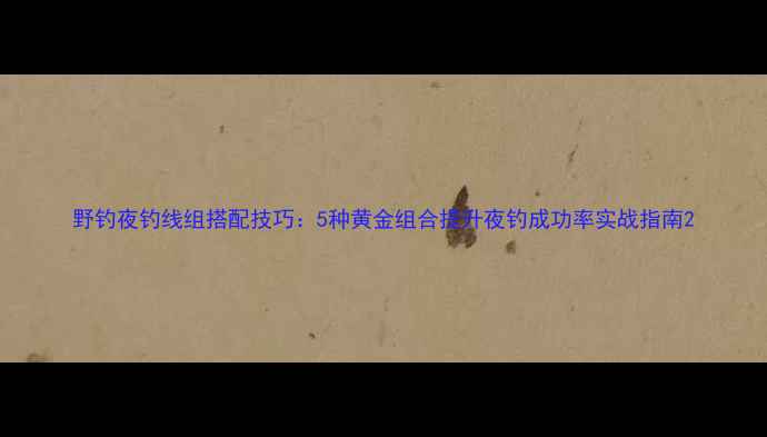 图片 野钓夜钓线组搭配技巧：5种黄金组合提升夜钓成功率实战指南2