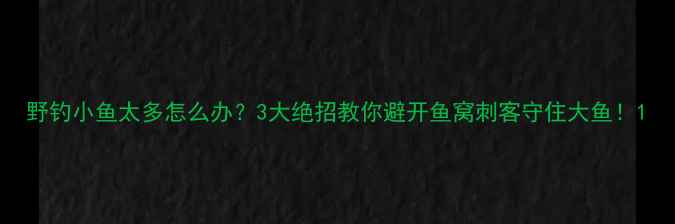 图片 野钓小鱼太多怎么办？3大绝招教你避开鱼窝刺客守住大鱼！1