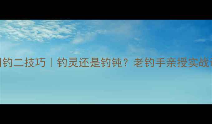 图片 野钓调四钓二技巧｜钓灵还是钓钝？老钓手亲授实战调钓公式