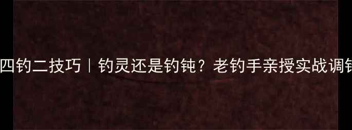 图片 野钓调四钓二技巧｜钓灵还是钓钝？老钓手亲授实战调钓公式1