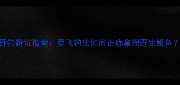 图片 野钓避坑指南：罗飞钓法如何正确拿捏野生鲫鱼？