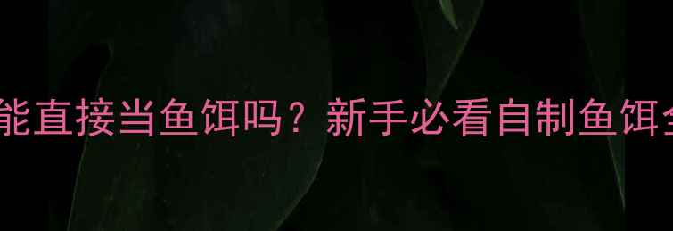 图片 钓鱼饵料能直接当鱼饵吗？新手必看自制鱼饵全攻略✅1