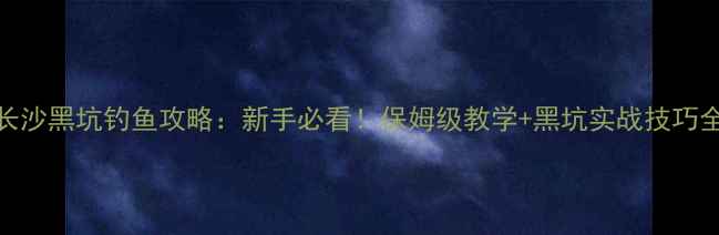 图片 长沙黑坑钓鱼攻略：新手必看！保姆级教学+黑坑实战技巧全