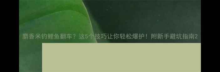 图片 麝香米钓鲤鱼翻车？这5个技巧让你轻松爆护！附新手避坑指南2